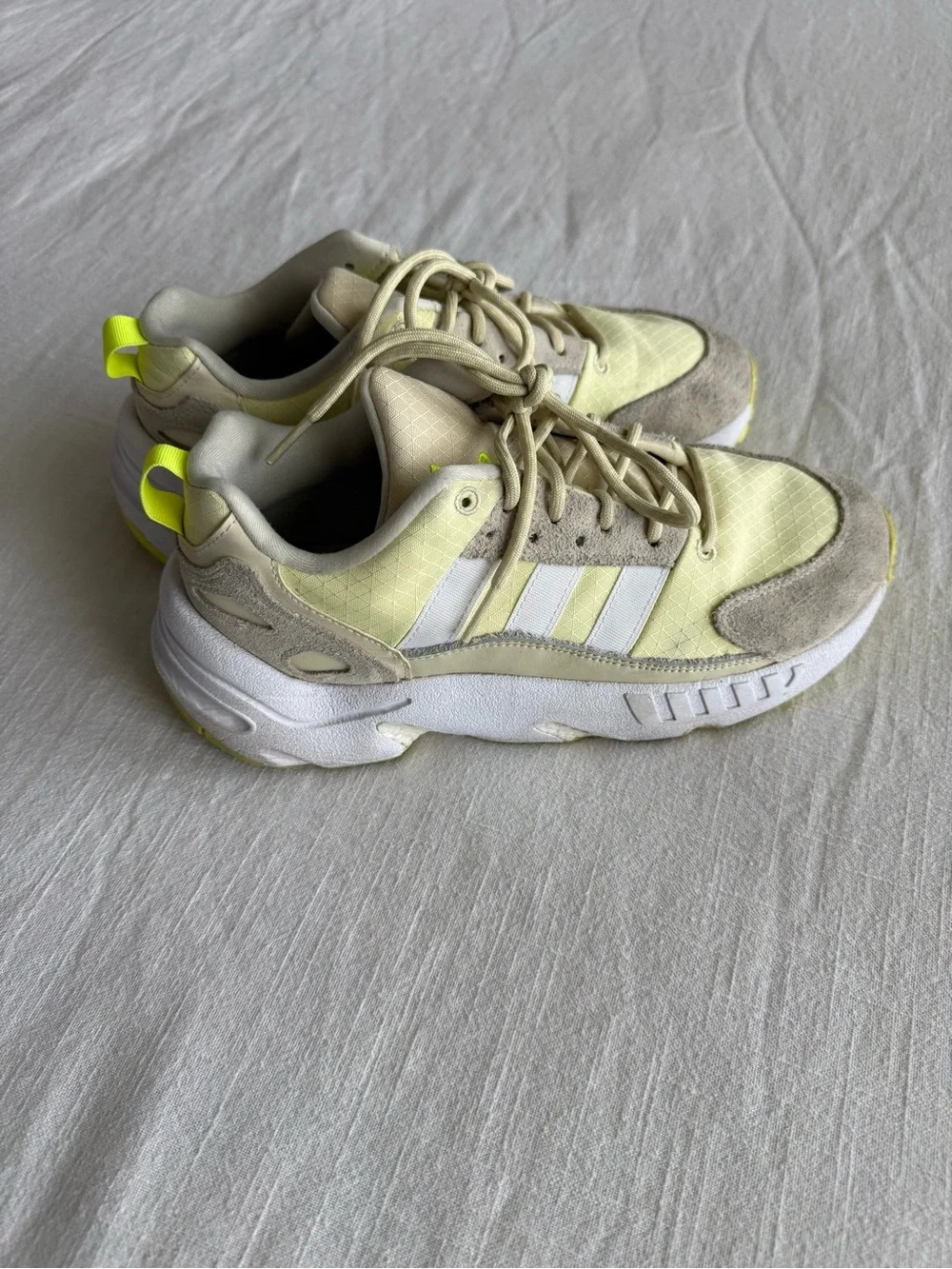 ADIDAS Yellow & White Athletic Sneakers